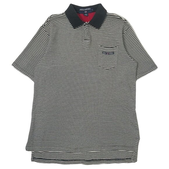 Vintage Polo Sport Striped Pocket Polo Shirt M - Picture 1 of 3